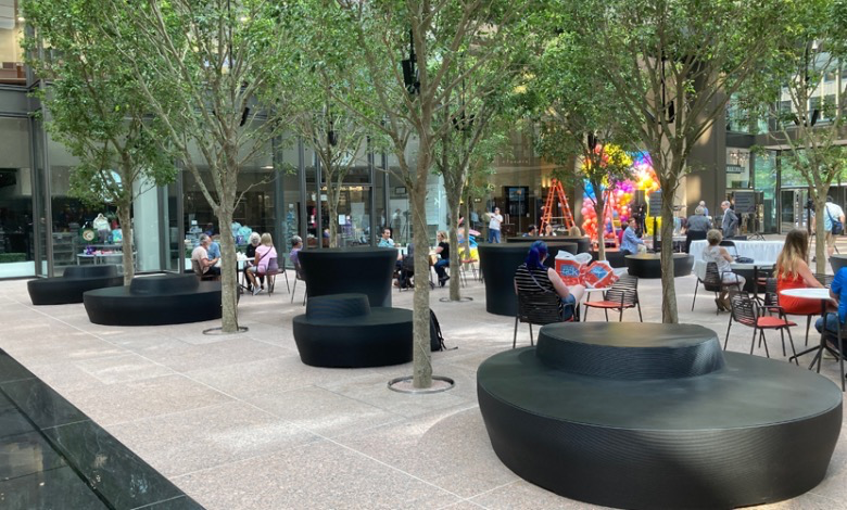 Dimensional Innovations 3D prints rock-inspired benches for IDS Center in Minneapolis