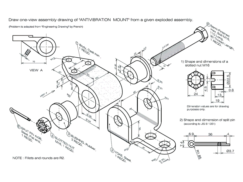A sample of the assembly drawing. Source: Chegg